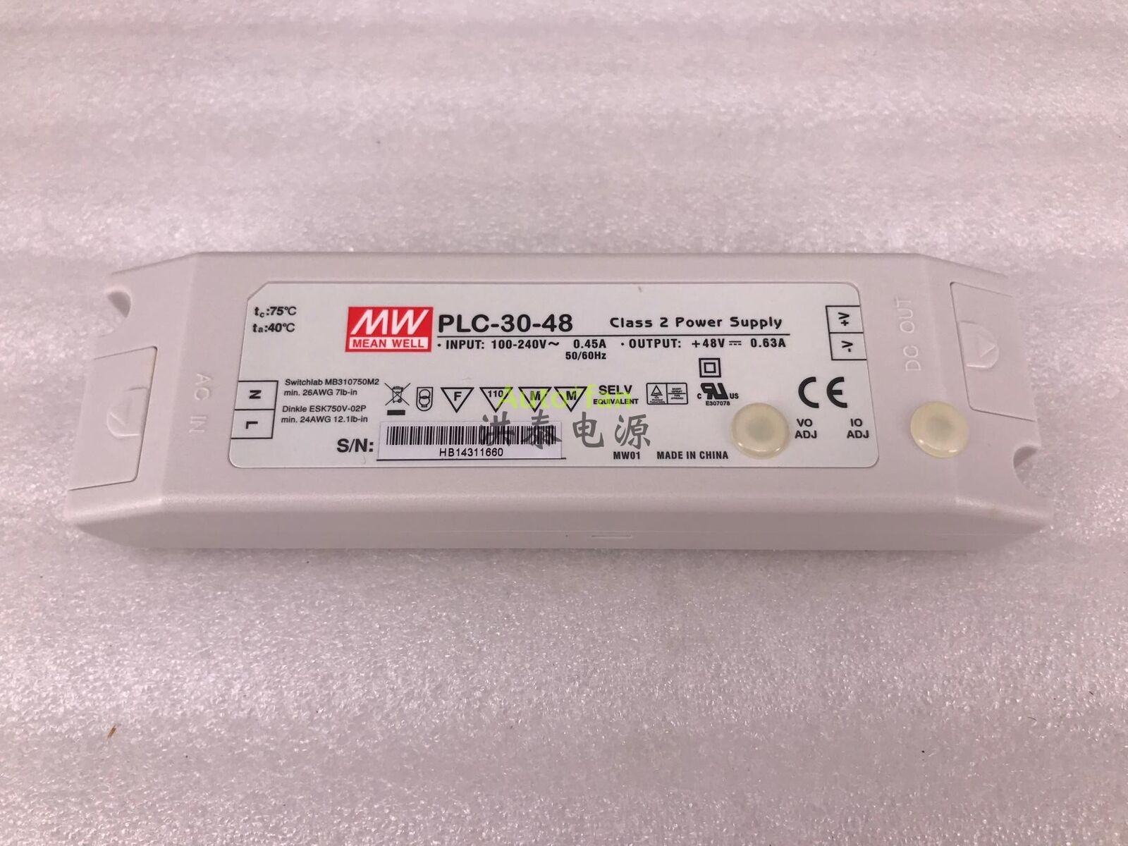 Constant Current LED Dimming Power Supply IP67 MW PLC-30-48 48V 0.63A 30W New