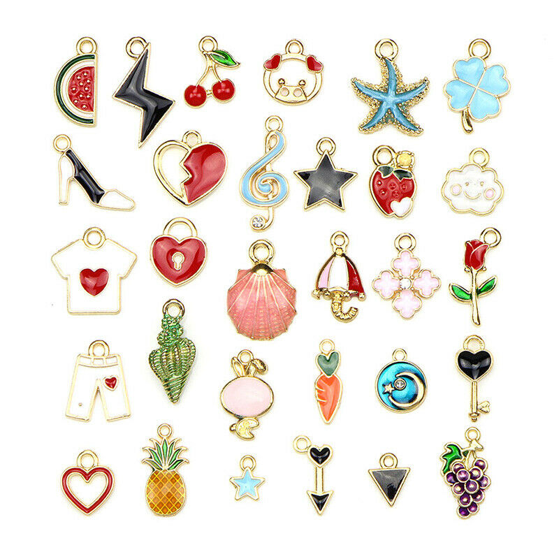 30PCS/Set Mixed Enamel Metal Charms Pendant DIY Craft Jewelry Making Find.l8