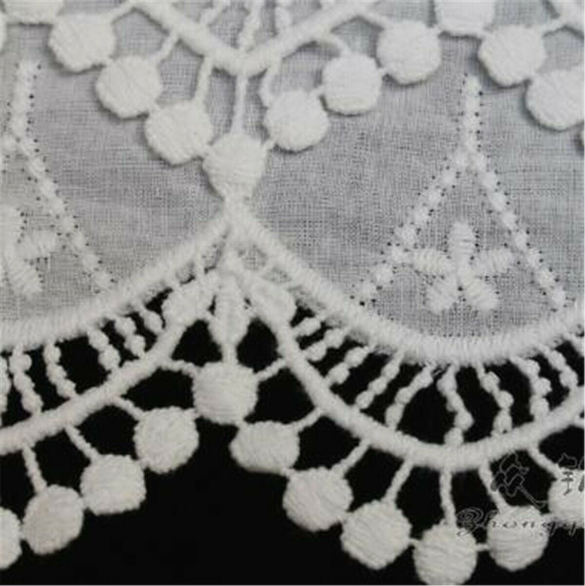 1 Yd Embroidery Floral White Cotton Lace Trim Ribbon Wedding Fabric Sewing Craft