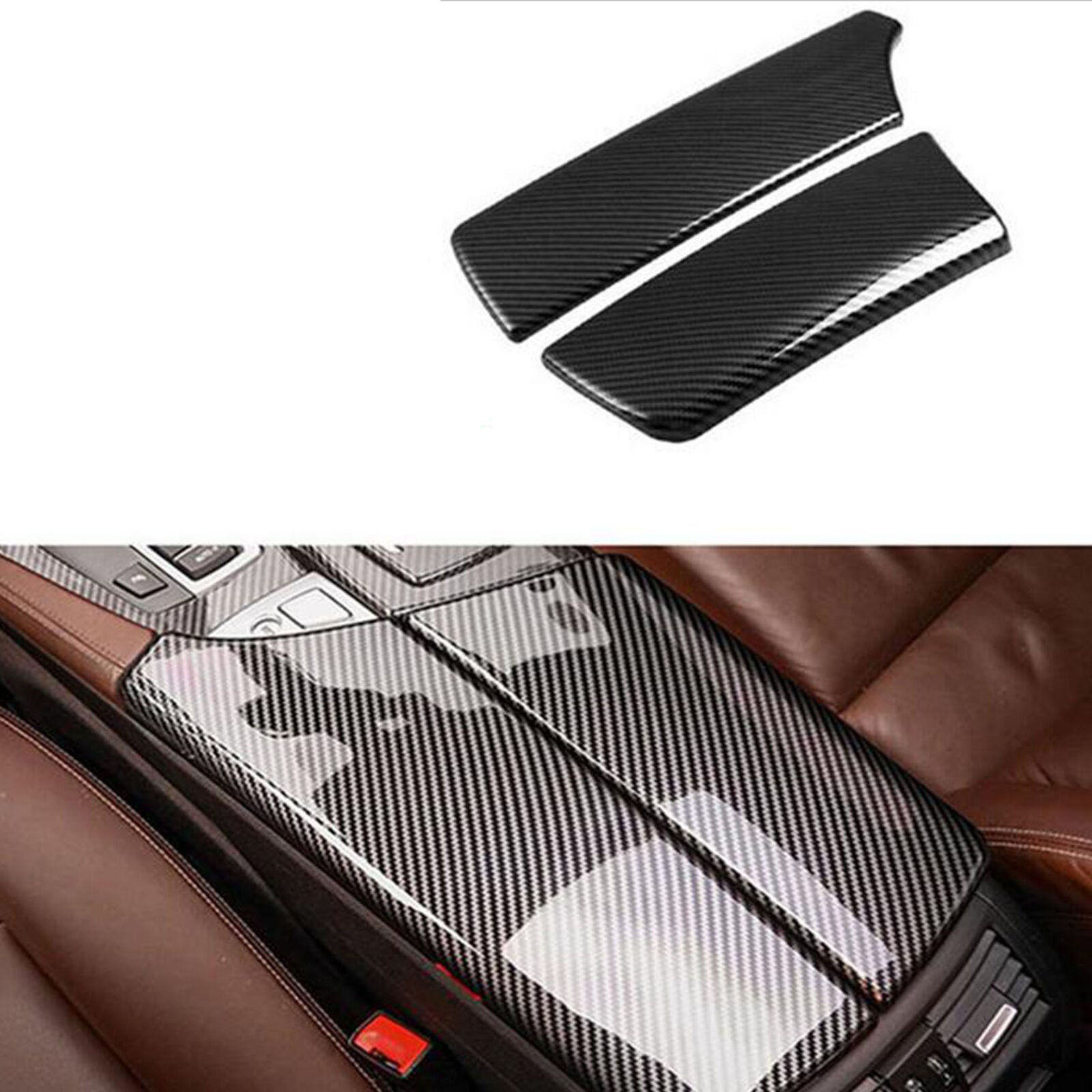 For BMW 5 Series F10 11-16 Carbon Fiber Color Armrest Box Console Box Cover Trim