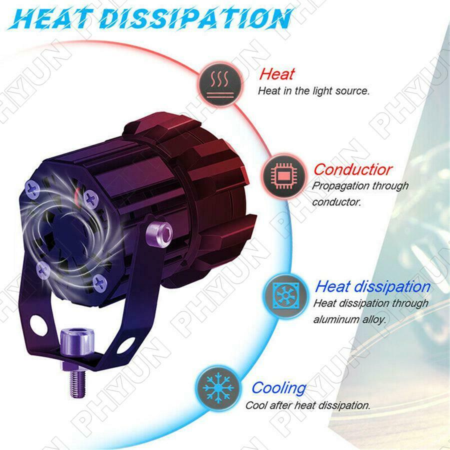 30W 2x Motorcycle Scooter LED Headlight Spot Fog Lights Driving Lamps Universal