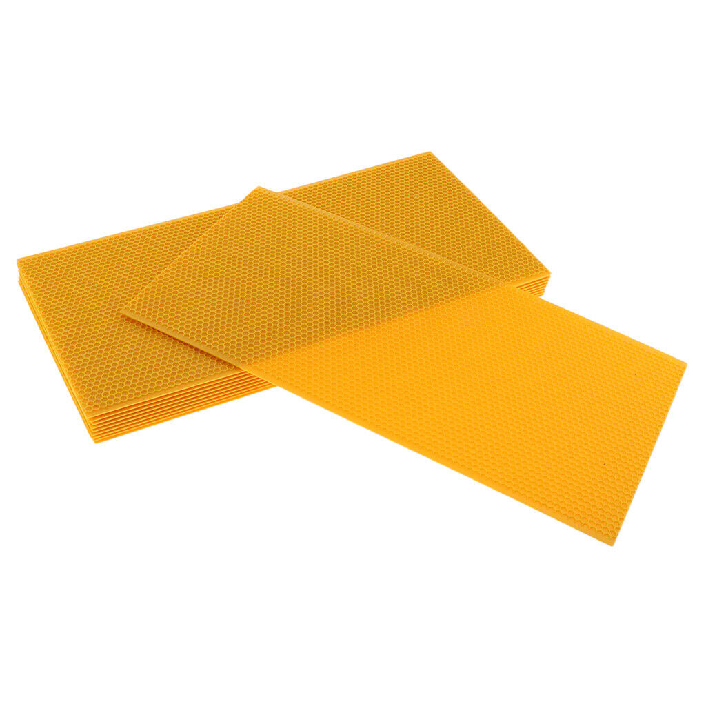 10Pieces Pure Beeswax Foundation Sheets Comb Fundation Sheet 16.7*9inch Yellow