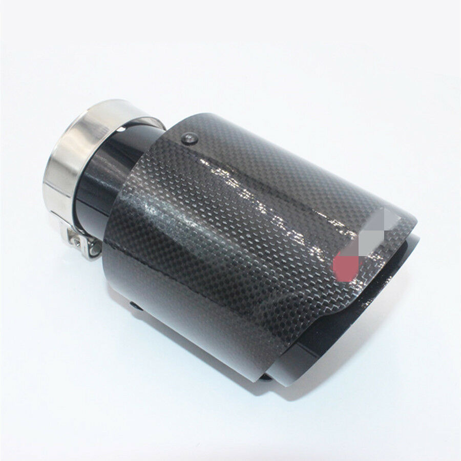 63mm Outlet 89mm 100% Real Carbon Fiber Glossy Black Exhaust Tips Muffler