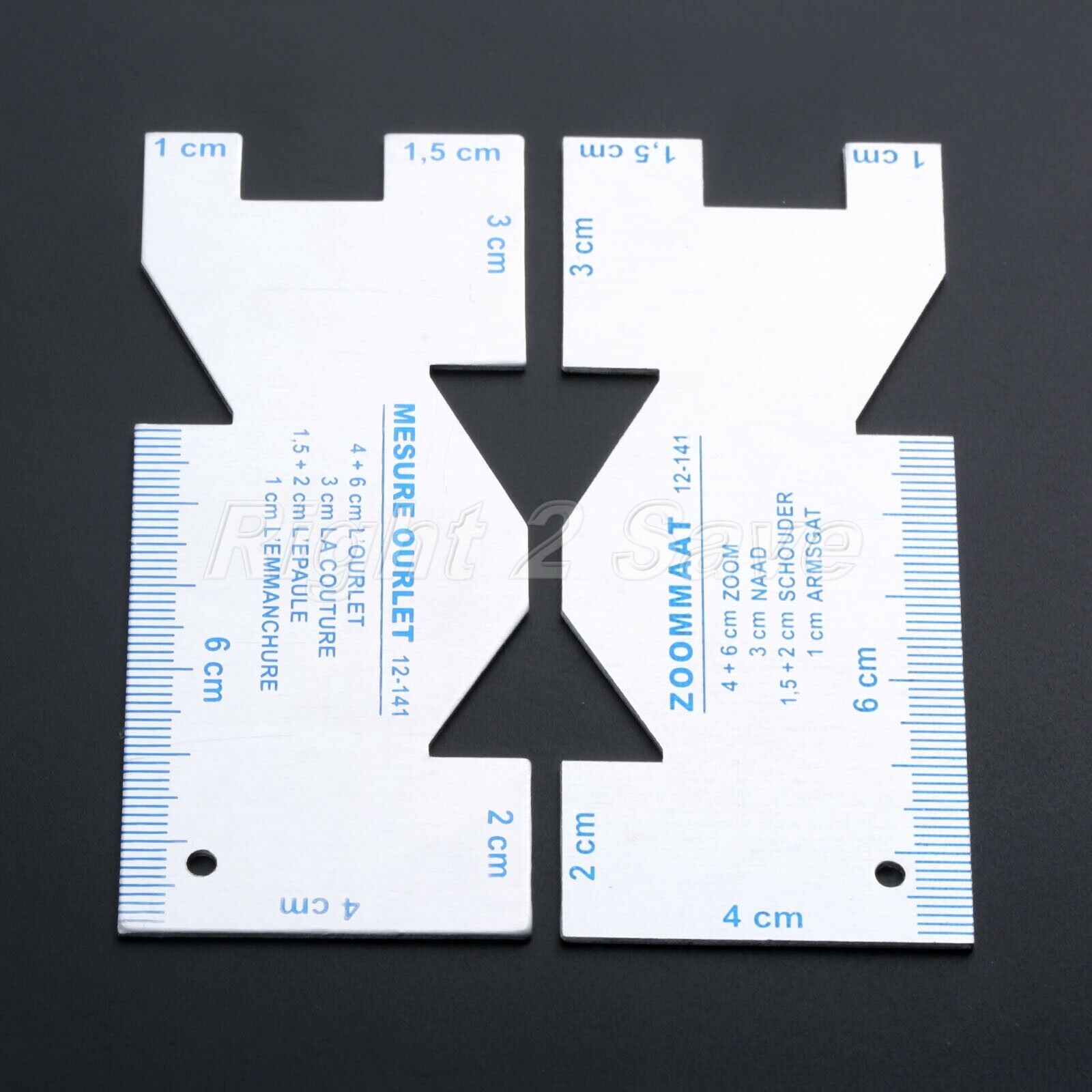 Metal Sewing Measuring Gauge Ruler 9.8x4cm Double Side DIY Sewing Quilting Craft