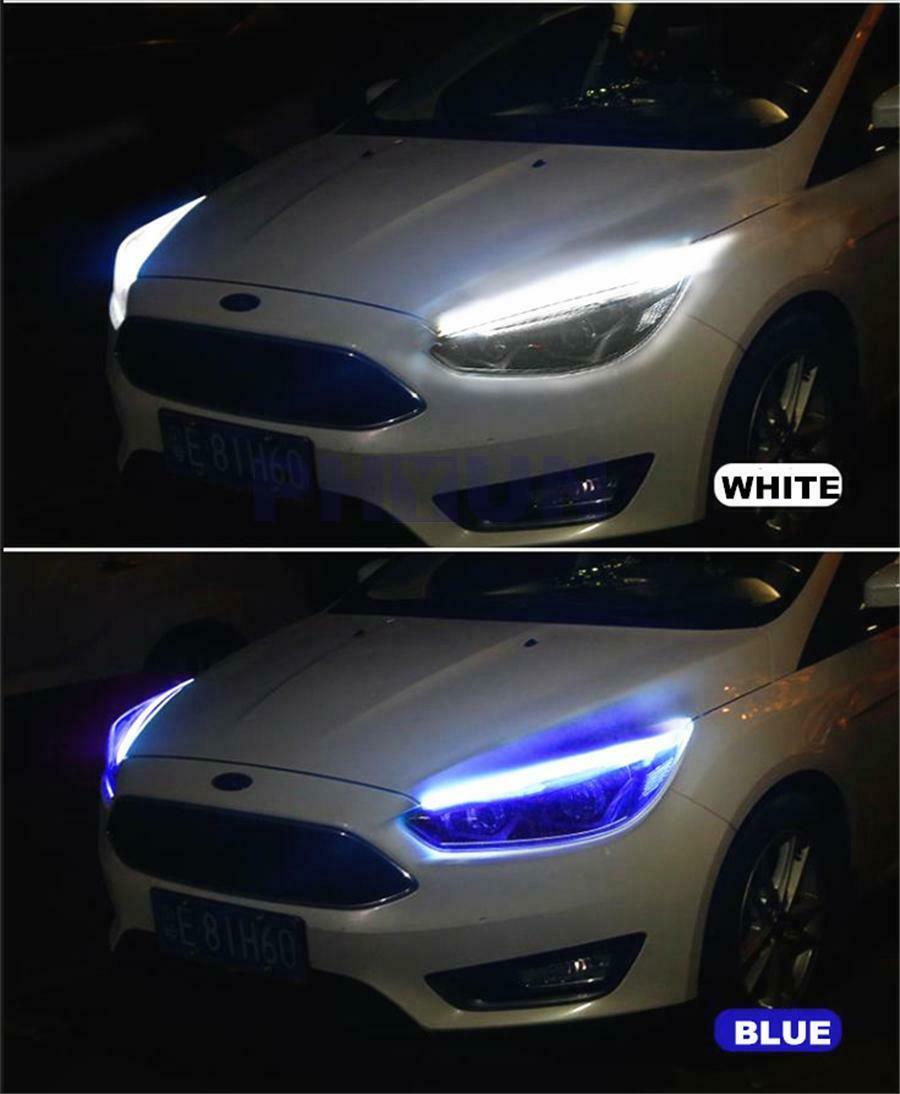 2 Pcs 17.7 Inch Flexible LED Headlight Surface Strip Tube Light Adjustable Color