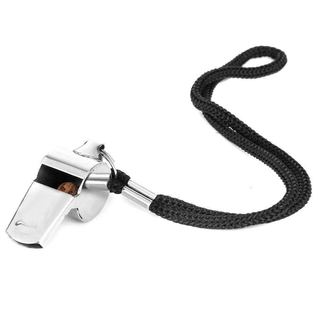 5x METAL Football/Soccer/Basketball REFEREE Sport Whistle w/ Free BLK LANDYARD