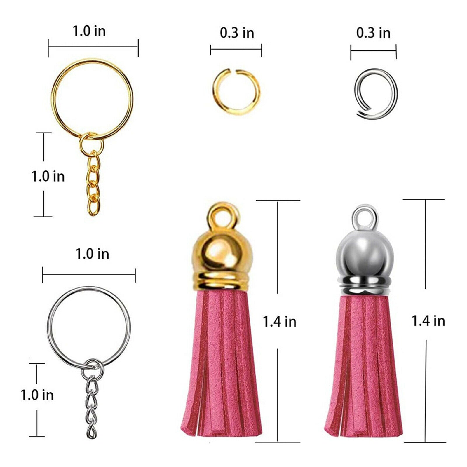 150Pcs 2 Inch Keychain Tassels Pendants Bulk for Handmade Keepsake Making