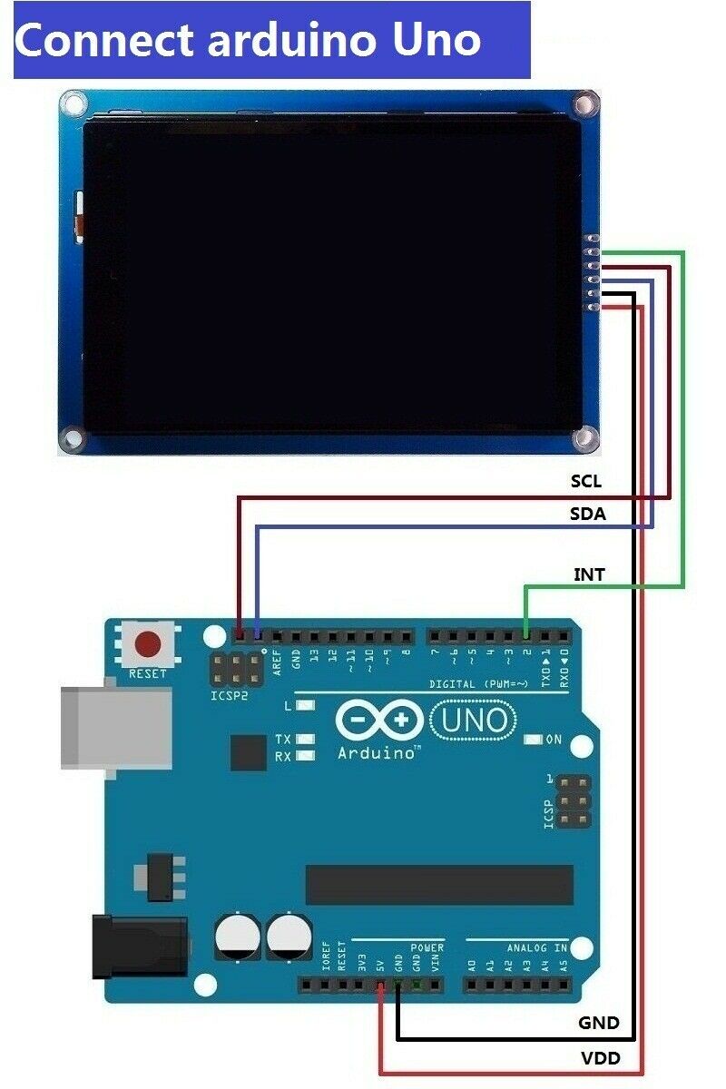 New 5 inch HMI I2C LCD Display Module Capacitive Touch Screen for Arduino