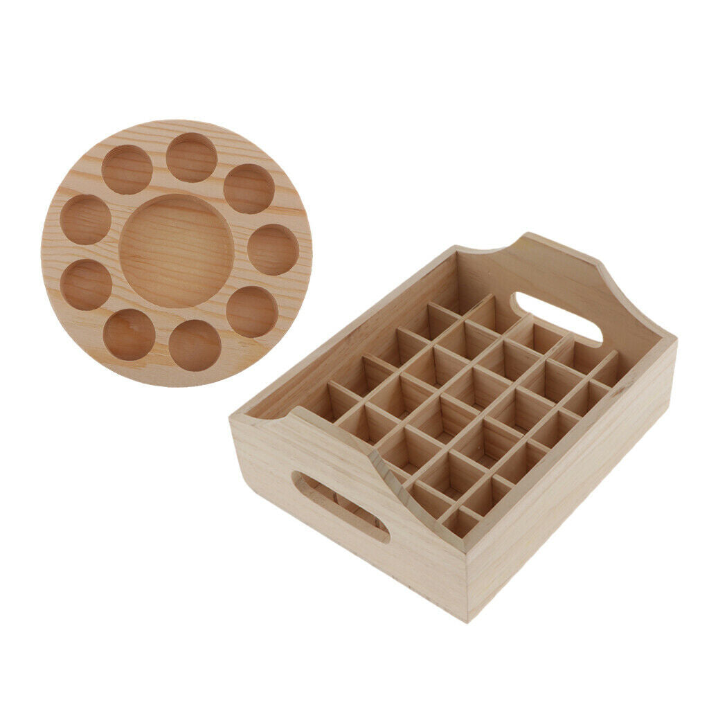 Natural Pine Wood Essential Oil Storage Rack Holder Display Cosmetic Show