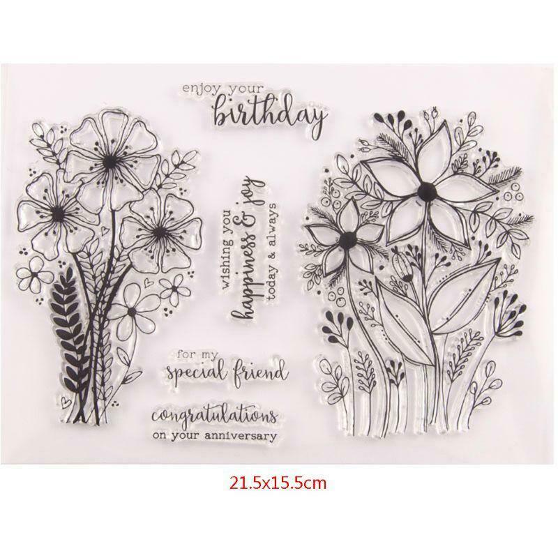 Birthday Flower Silicone Clear Seal Stamp DIY Scrapbooking Embossing Photo Decor
