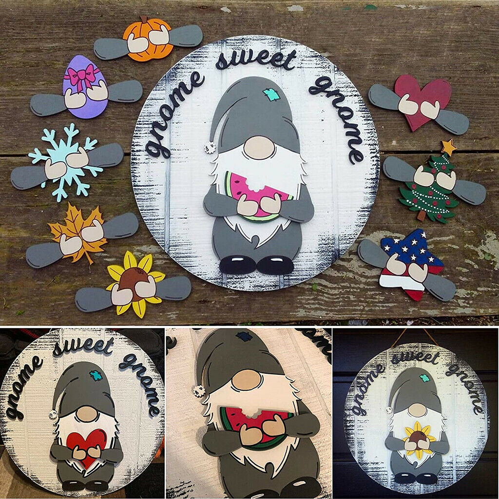 Wooden Door Hang Tag Plate Bathroom Door Decoration Creative Gnome Pendant