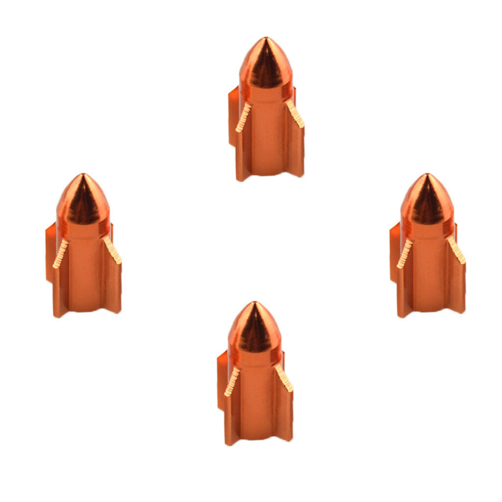 4 Pieces Orange Aluminum Alloy Auto Car Truck Bike Wheel Tire Valve Cap