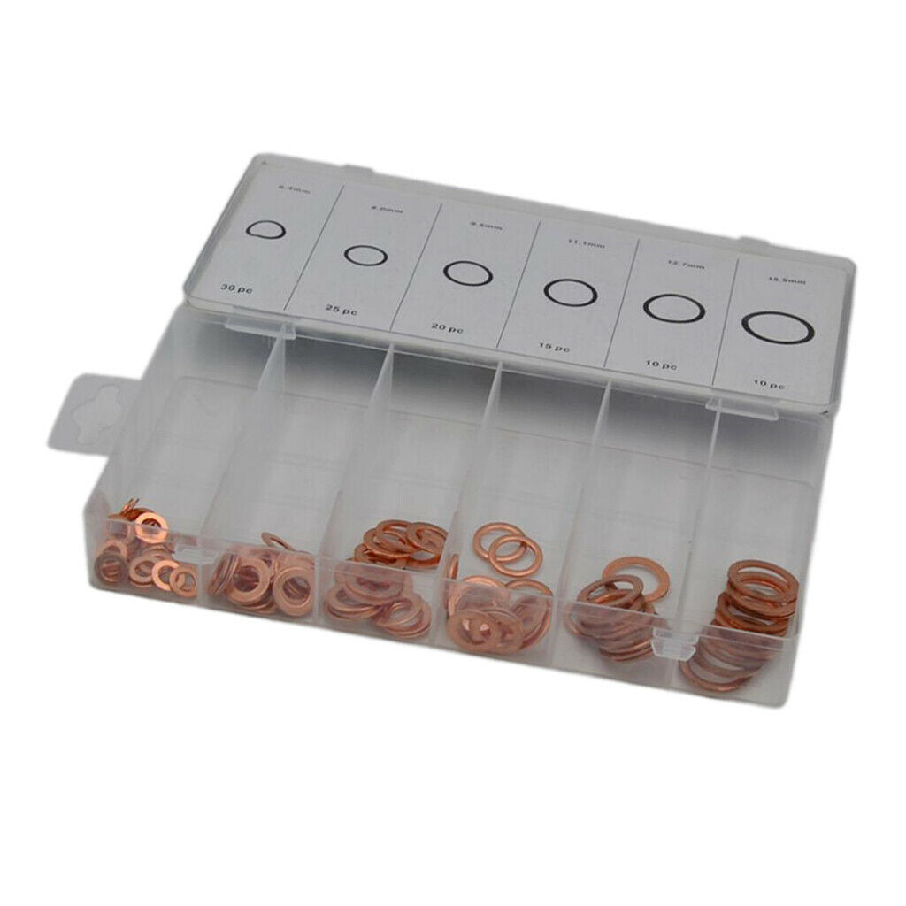 110Sets Solid Copper Washers Assorted Seal Flat Ring Hardware kit Durable