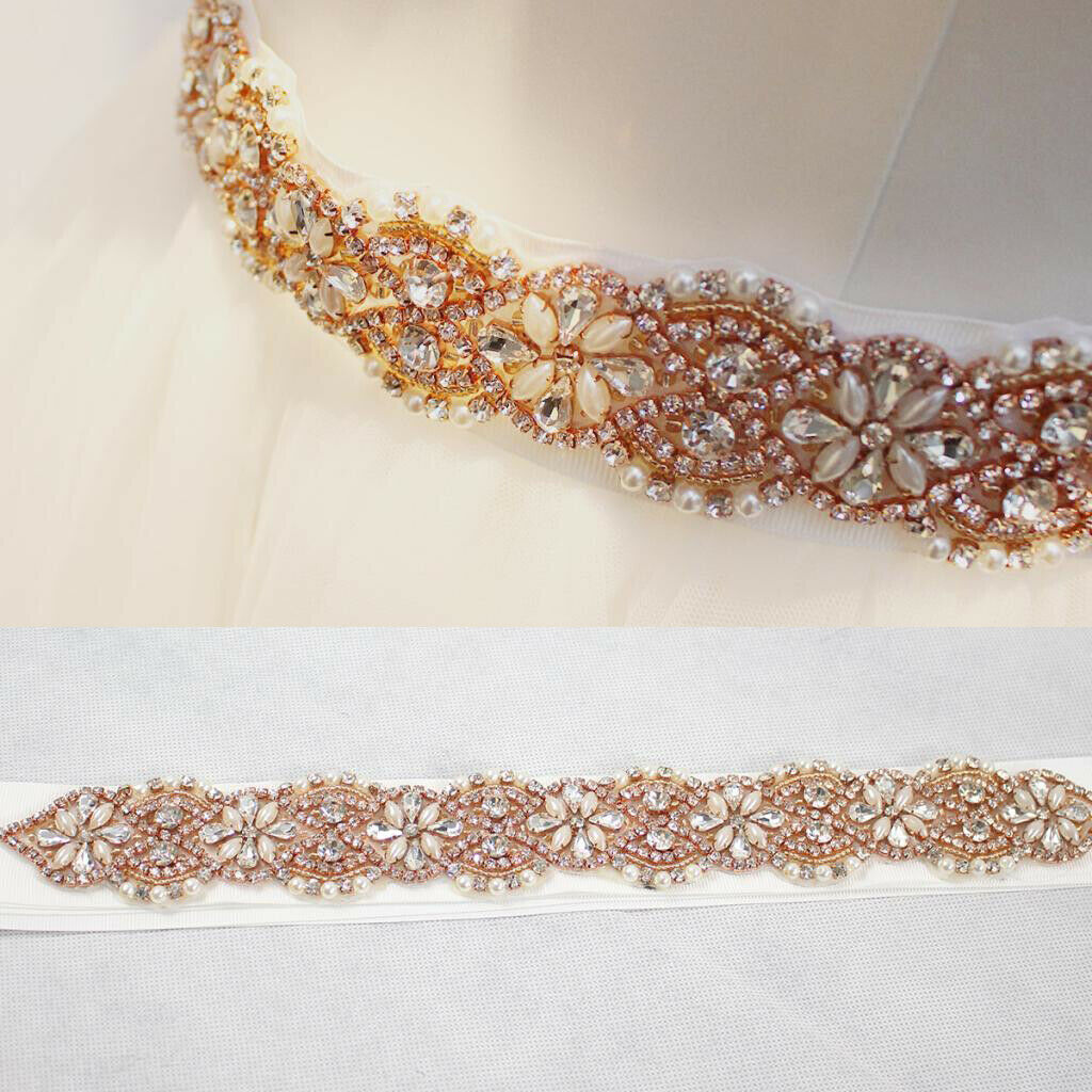 Flowers Rhinestone Crystal Dress Belt Sash Belt Shiny Evening Bridal Belts