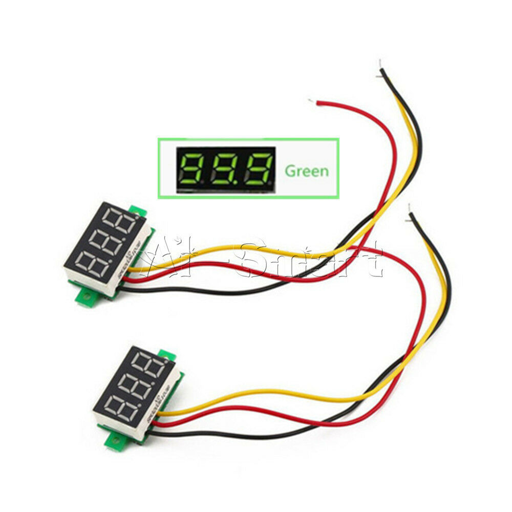 Green 0.28" LED DC 0-100V Voltmeter Digital Display Voltage VOLT METER 12V 24V