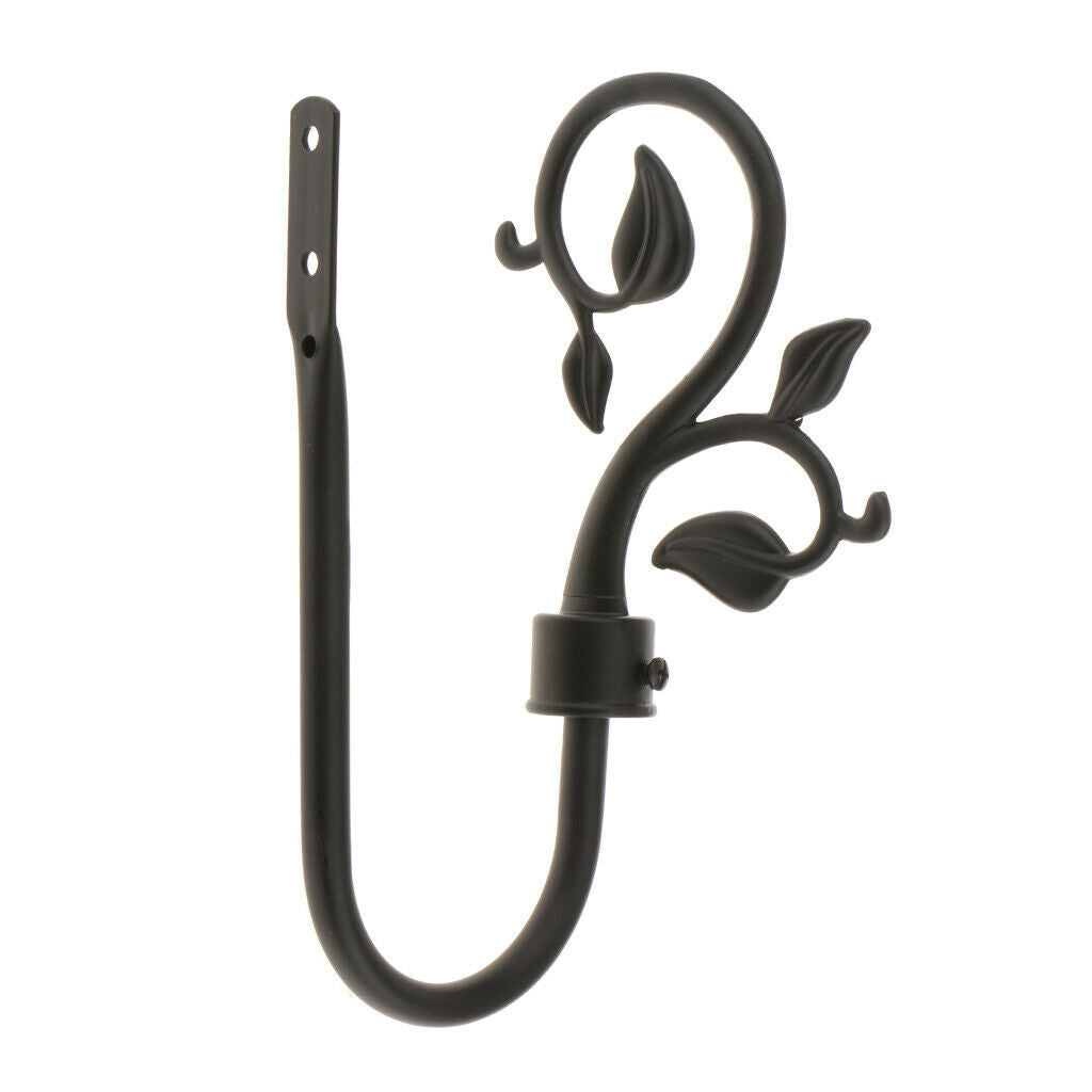 4-piece U Shape Metal Leaf Curtain Hook Window Drapery Tieback Hanger Black