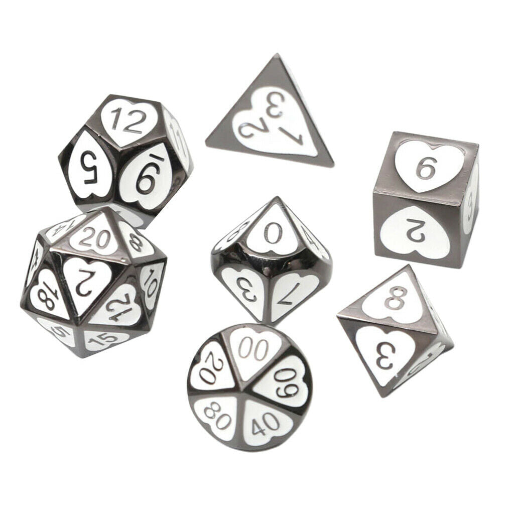 7x Solid Metal Multi Side Numeral Dice for Role Play Casino Toys Supplies 07