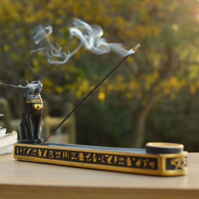 Retro Incense Burner Holder Home Decor Egypt Cat God Incense Stick Holder ArR8R8