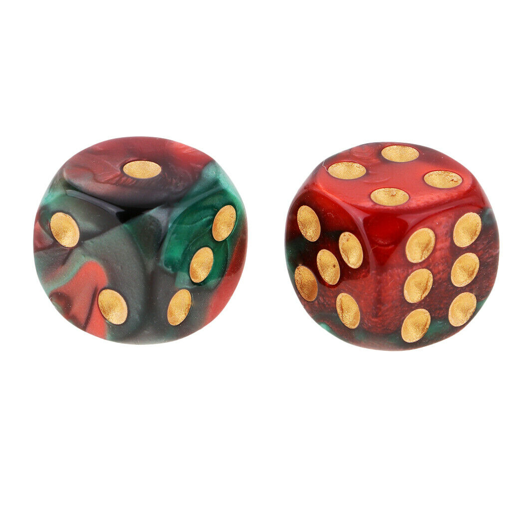 Set of 20, 6 Sided 16mm Gaming Dice Set Red and Green with Golden Pips