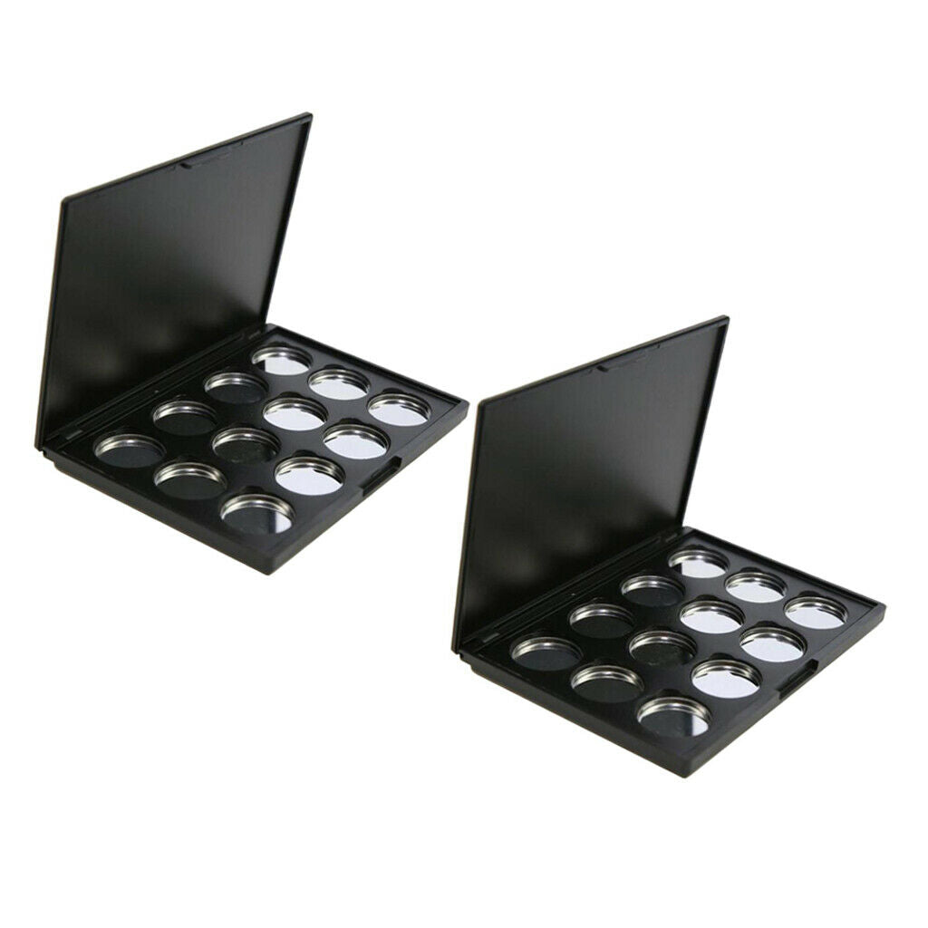 2 Packs 12 Spaces Eyeshadow Palette Eye Shadow Lipstick Container Case