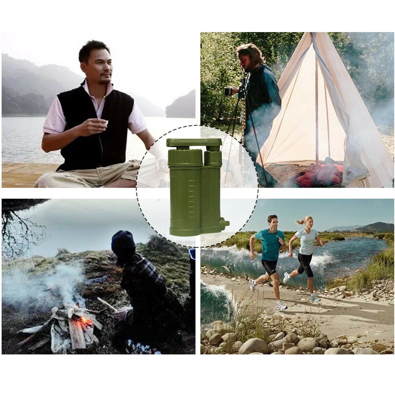 Portable Water Filter Purifier Pump with Hose Outdoor Survival Camping Hiking