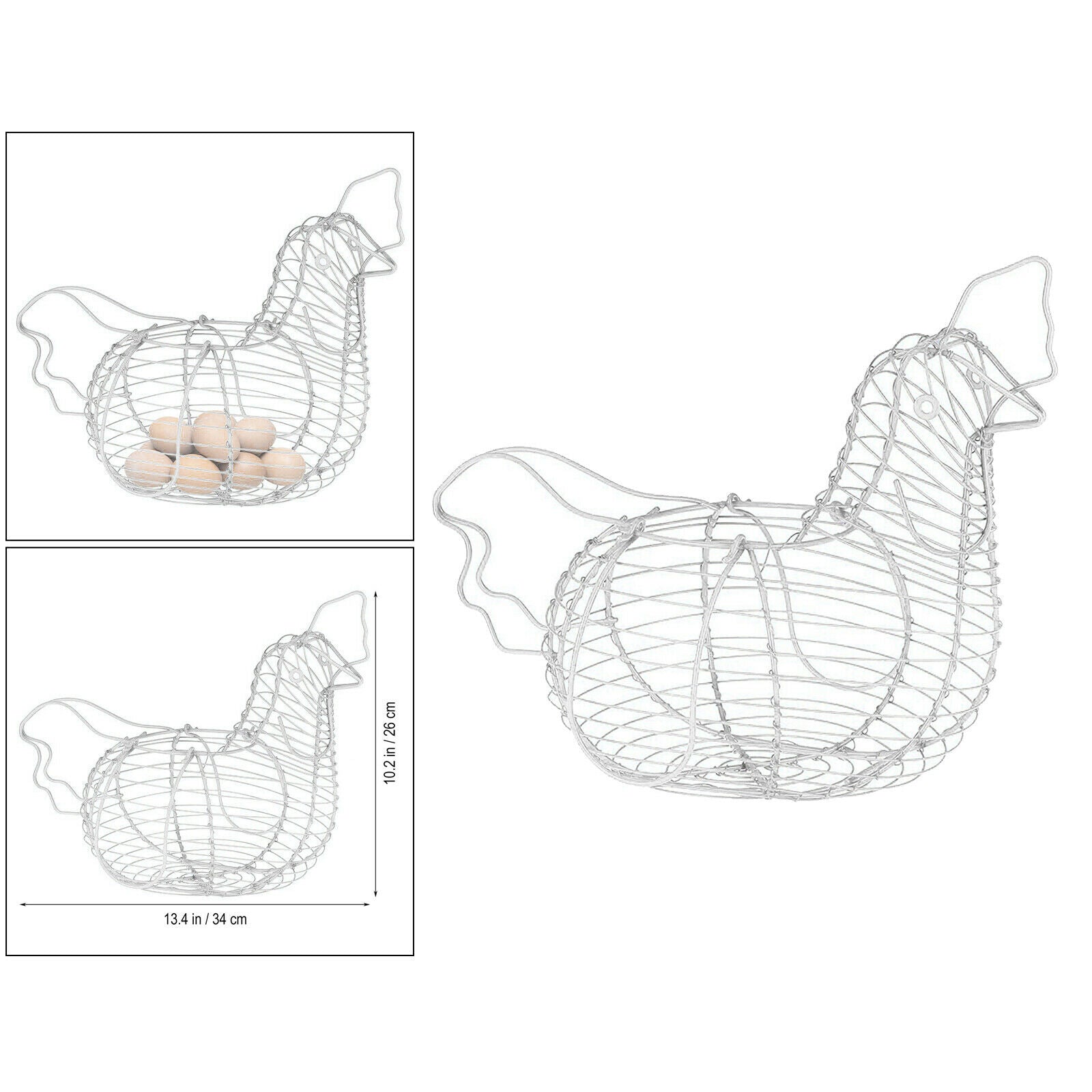 Creative Iron Art Eggs Storage Basket White Chicken Egg Holder Kitchen Decor