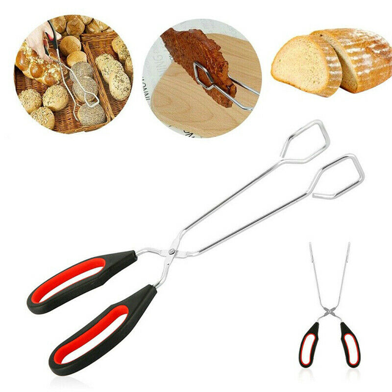 Food Tongs Heavy Duty Stainless Steel Kitchen Kitchen BBQ Handle Non-Slip.l8