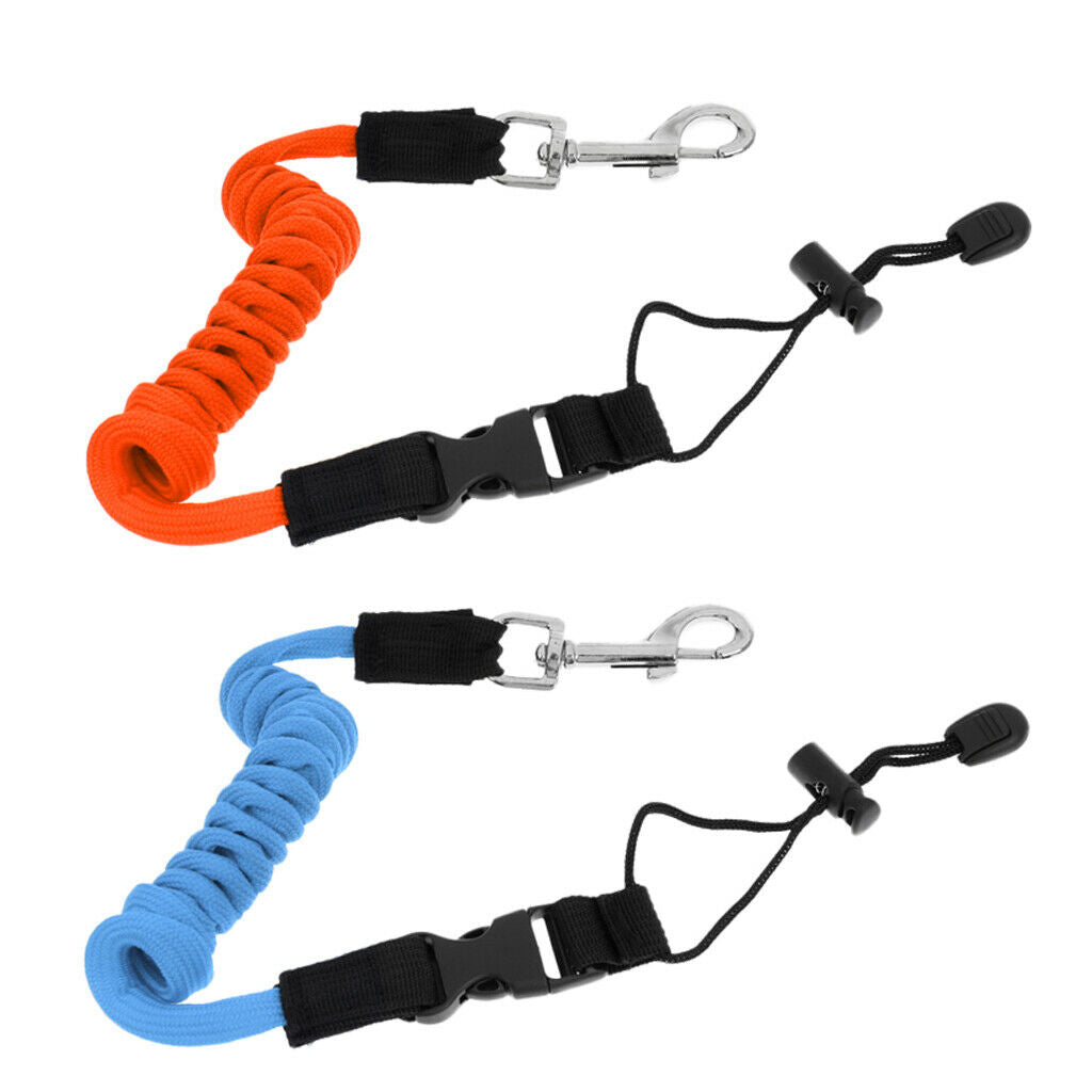 2x Kayaking Paddle Leash Holder Safety Lanyard Coiled Cord Heavy Duty Rope