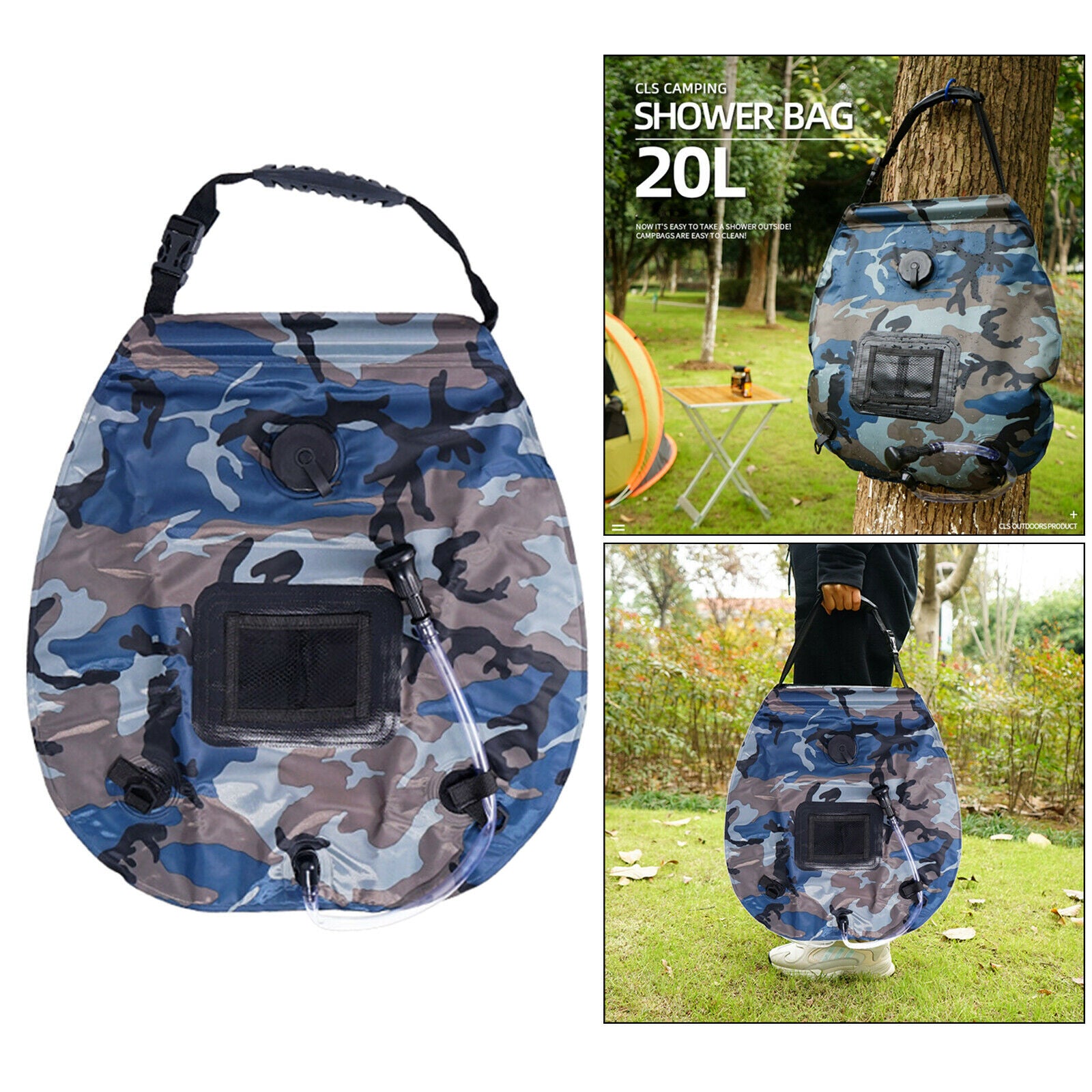 5 Gallons/20L Solar Lightweight Camping Shower Bath Bag for Summer Hiking