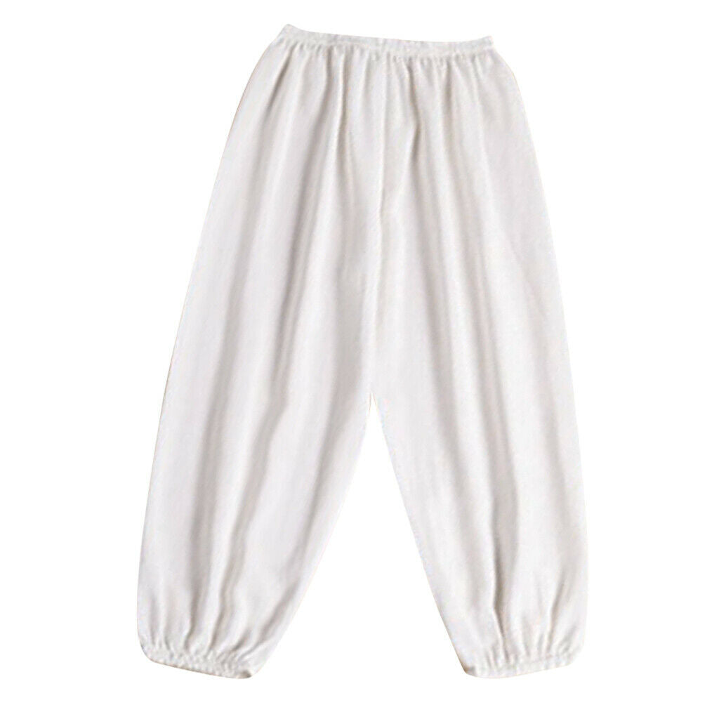 Kids Lightweight Breathable Leisure Pants Summer Silk Trousers - White