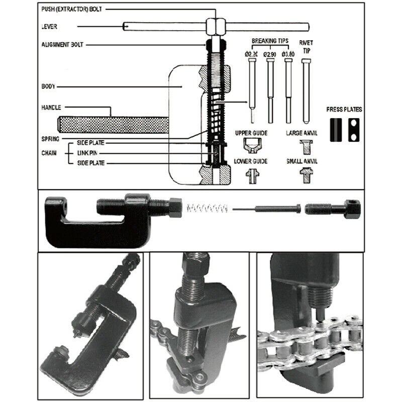 ATV/Bike/Motorcycle Chain Cutter Breaker Riveting Rivet Tool Set 420-630 Chain