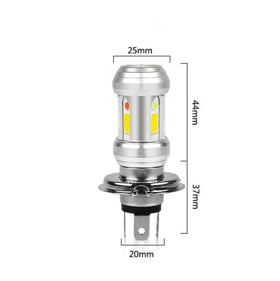 H4 LED Motorcycle Headlight Bulb 6500K High-Low Blue Red Green Angle Eye Light