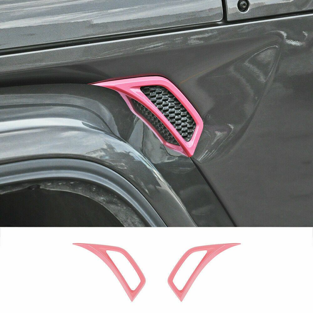 2x Car Leaf Plate Air Inlet Vent Trim Cover Pink For Jeep Wrangler JL 2018-2020