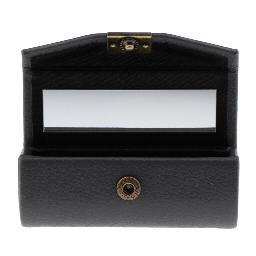 10Pcs 10 Colors Leather Lipstick Case Holder Storage Box mirror Purse Pocket