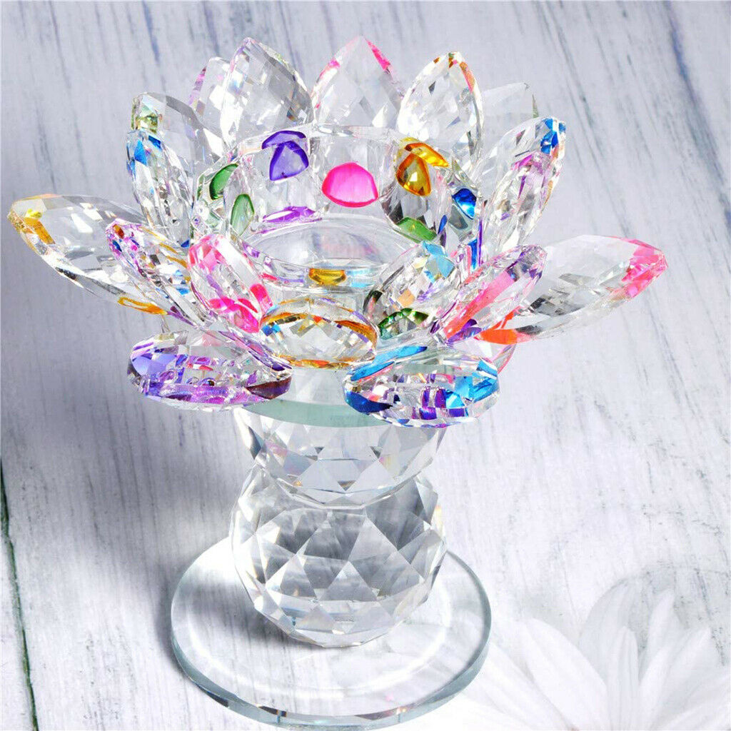 Crystal Lotus Candle Holder Candlestick Feng Shui Home Wedding Decoration