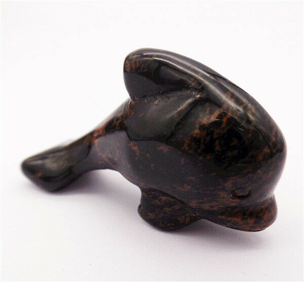 50x28x15mm Natural Mahogany Obsidian Dolphin Statue Healing Decoration HH8132