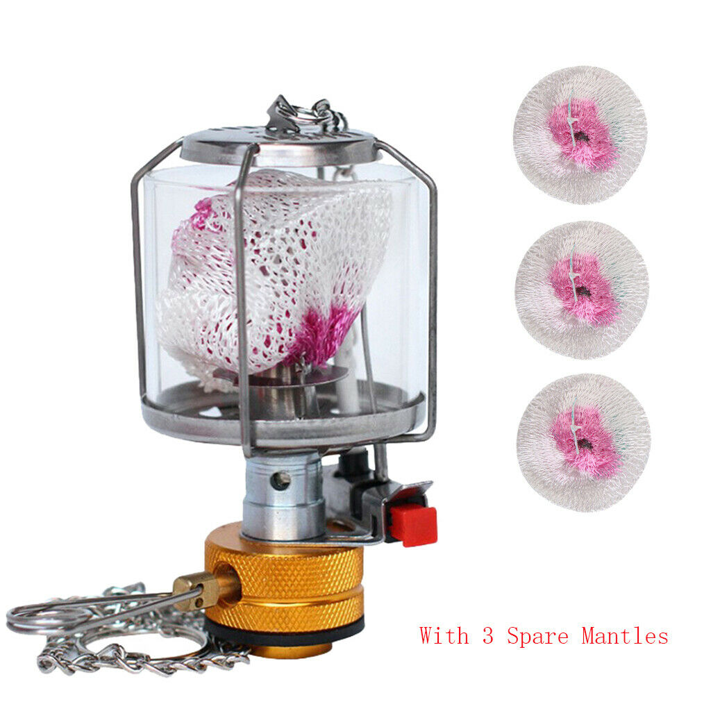 Outdoor Camping Gas Lantern Butane Mini Lamp Tent Light w/ Hard Case 3 Mantles