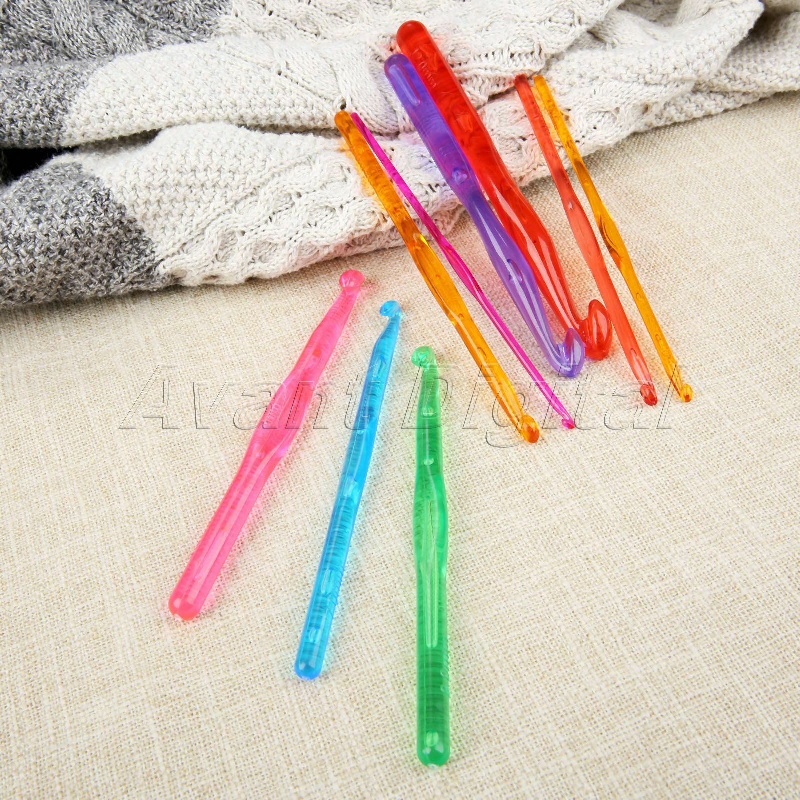 Multicolor Plastic Crochet Hooks Needles Knit Weave DIY Craft Gift 9 PCS/Set