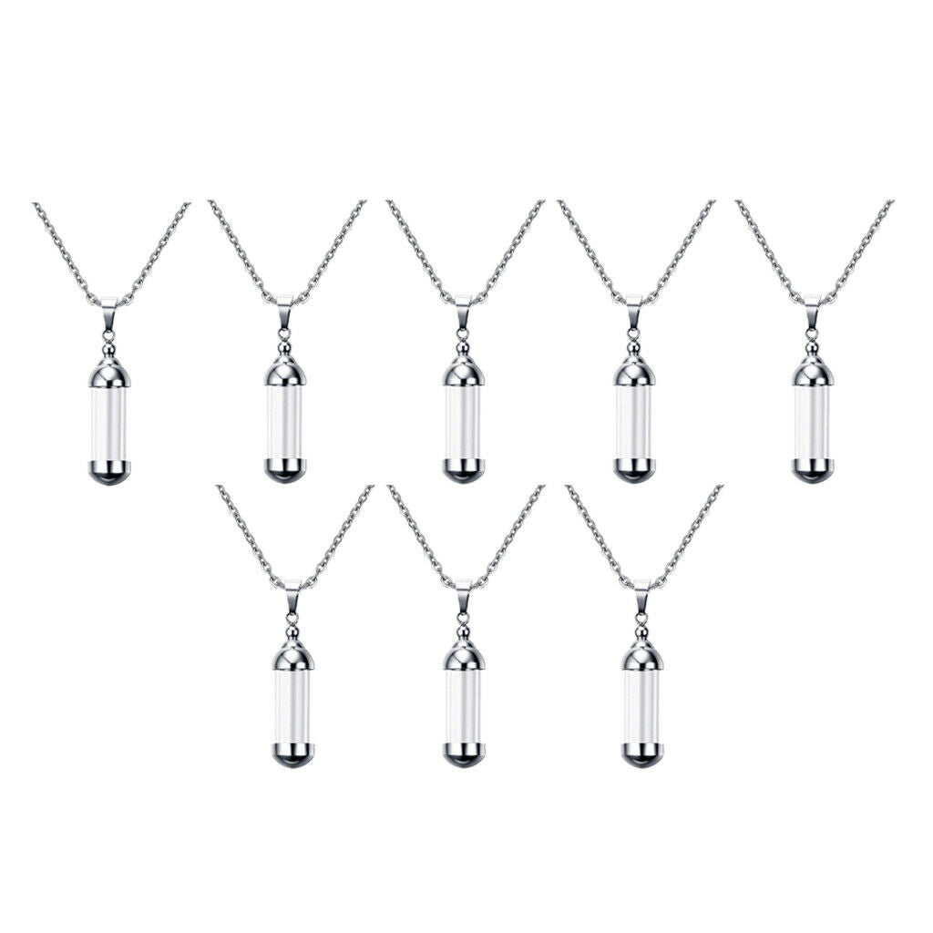 8x Steel Glass Urn Ash Pendant Necklace for Ashes Hair Keepsake Cremation