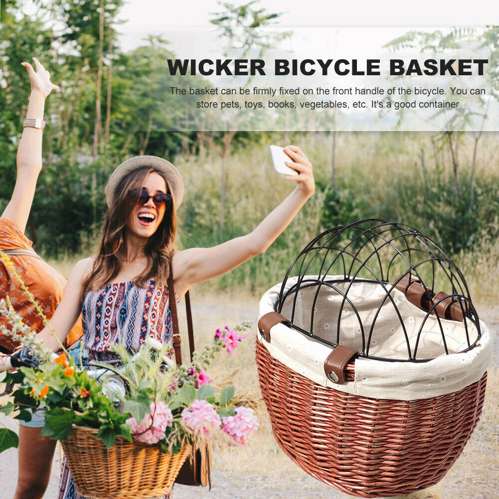 Cat Dog Bicycle Storage Basket Handwoven Pet Seat Front Handlebars Carrier