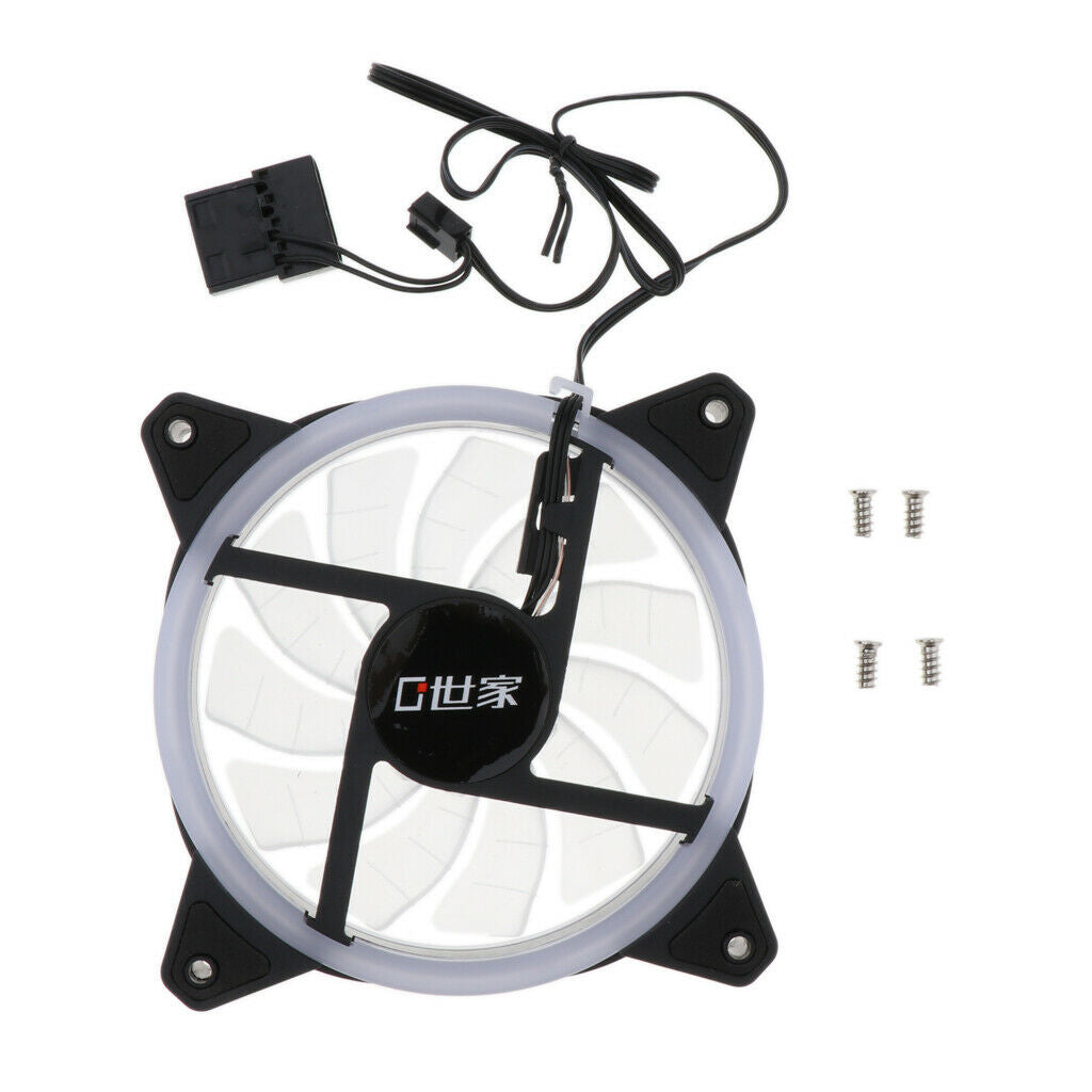 3Piece 12CM 12V DC 4-Pin/3-Pin LED Cooling Fan for Computer Case, Low-Noise
