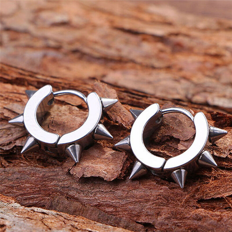 Rivet Spike Ear Clip Earrings Stainless Steel Ear Studs Earrings Punk Jewe.l8