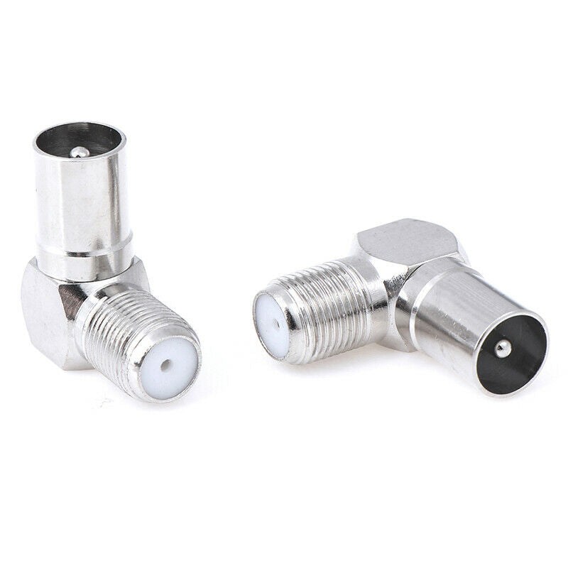 2pcs Right Angle F Female to 9.5 TV Male Aerial Antenna Plug Connector Ad.l8
