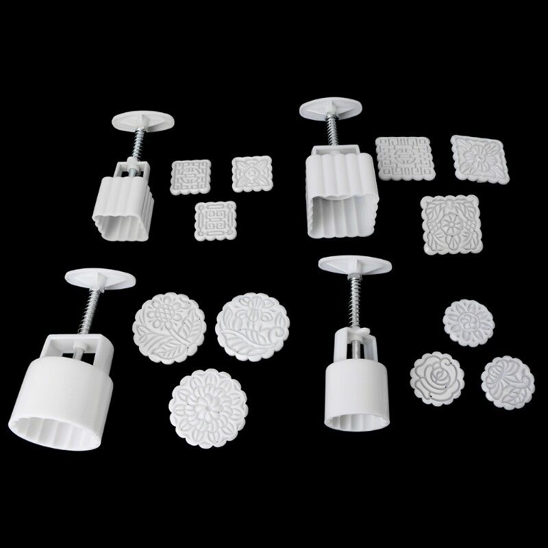 4 Sets Mooncake Moon Cake Decor Round Pastry Biscuit Mold Mould Flower DIY Tool