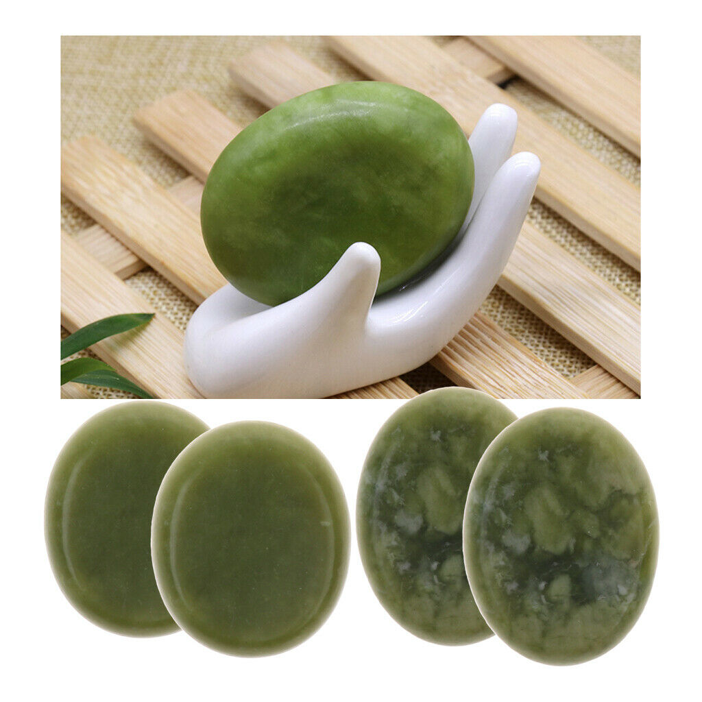 4Set Natural Green Jade Hot Massage Stone for Facial Body Hot Stone Spa Massage