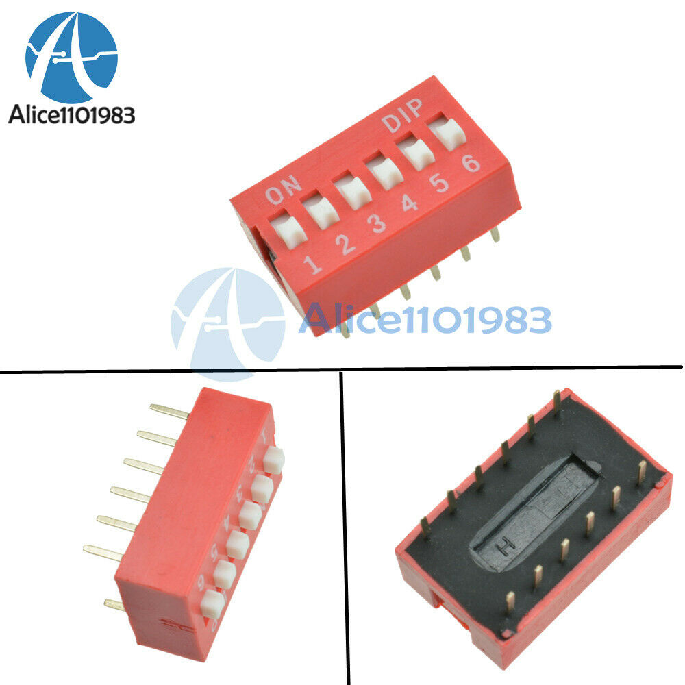 20PCS 6-Position Slide Type Switch Module 2.54mm 6-Bit Way DIP Red Pitch