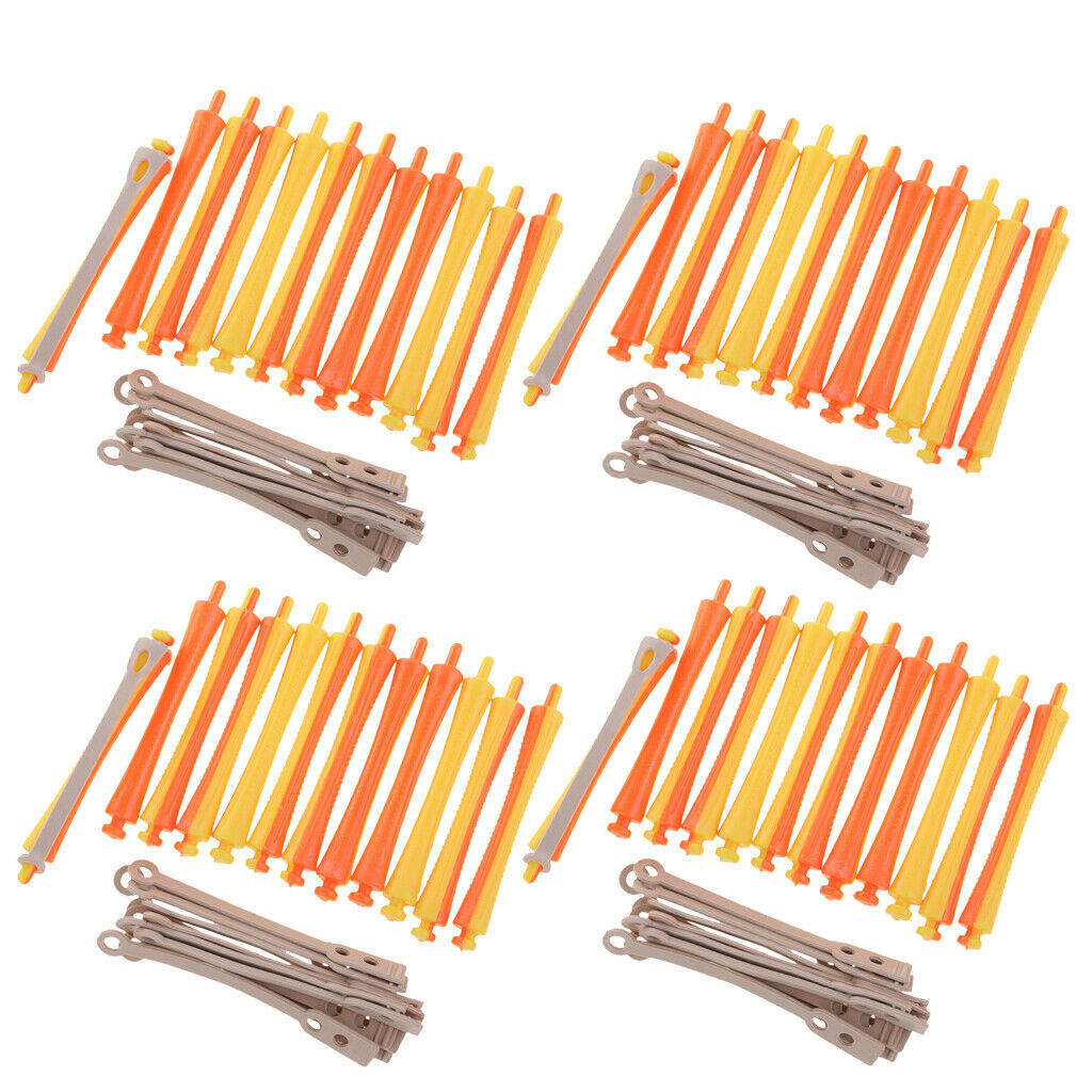48x Barber Perm Rods No Heat Curlers Styling Rollers with Rubber Bands