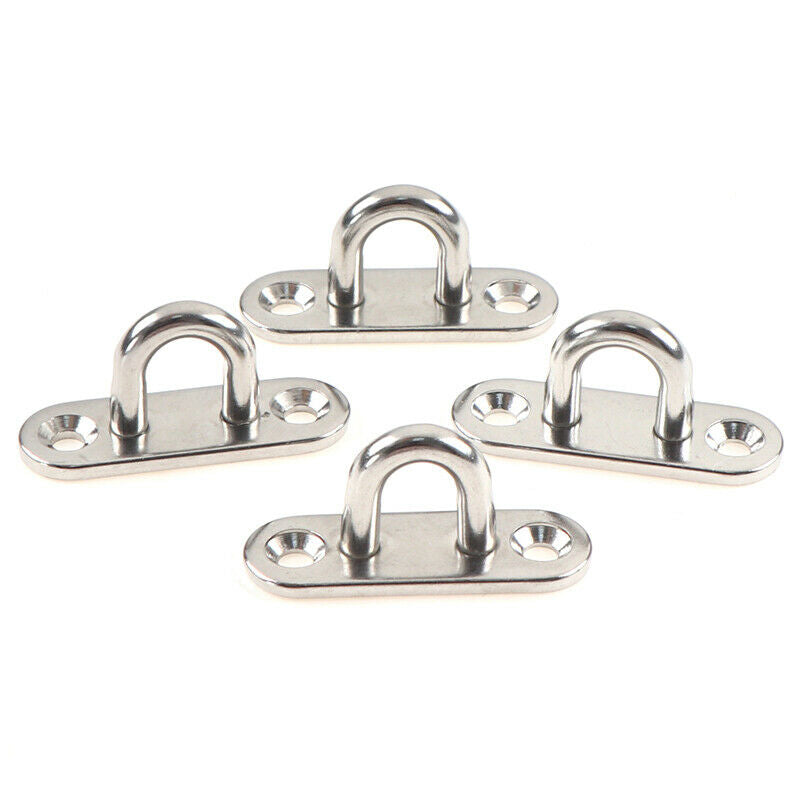 4 Pcs Stainless Steel Oblong Pad Eye Plate Staple Ring Hook Loop U-Shap.l8
