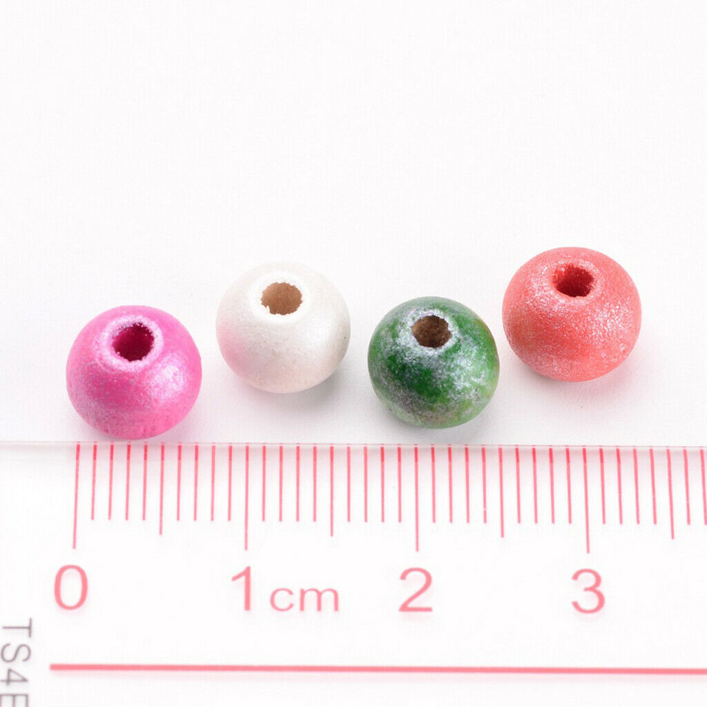 100x Wooden 7-9mm Mixed Bright Coloured Beads Craft Kids Jewelry Beading DIY