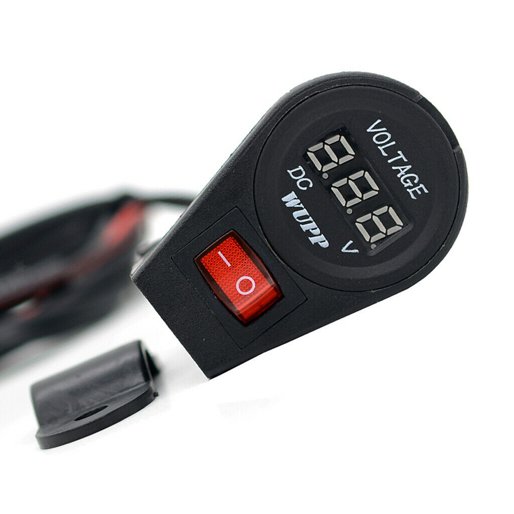 Universal 12V Motorcycle Digital LED Voltmeter Voltage Meter On/Off Switch